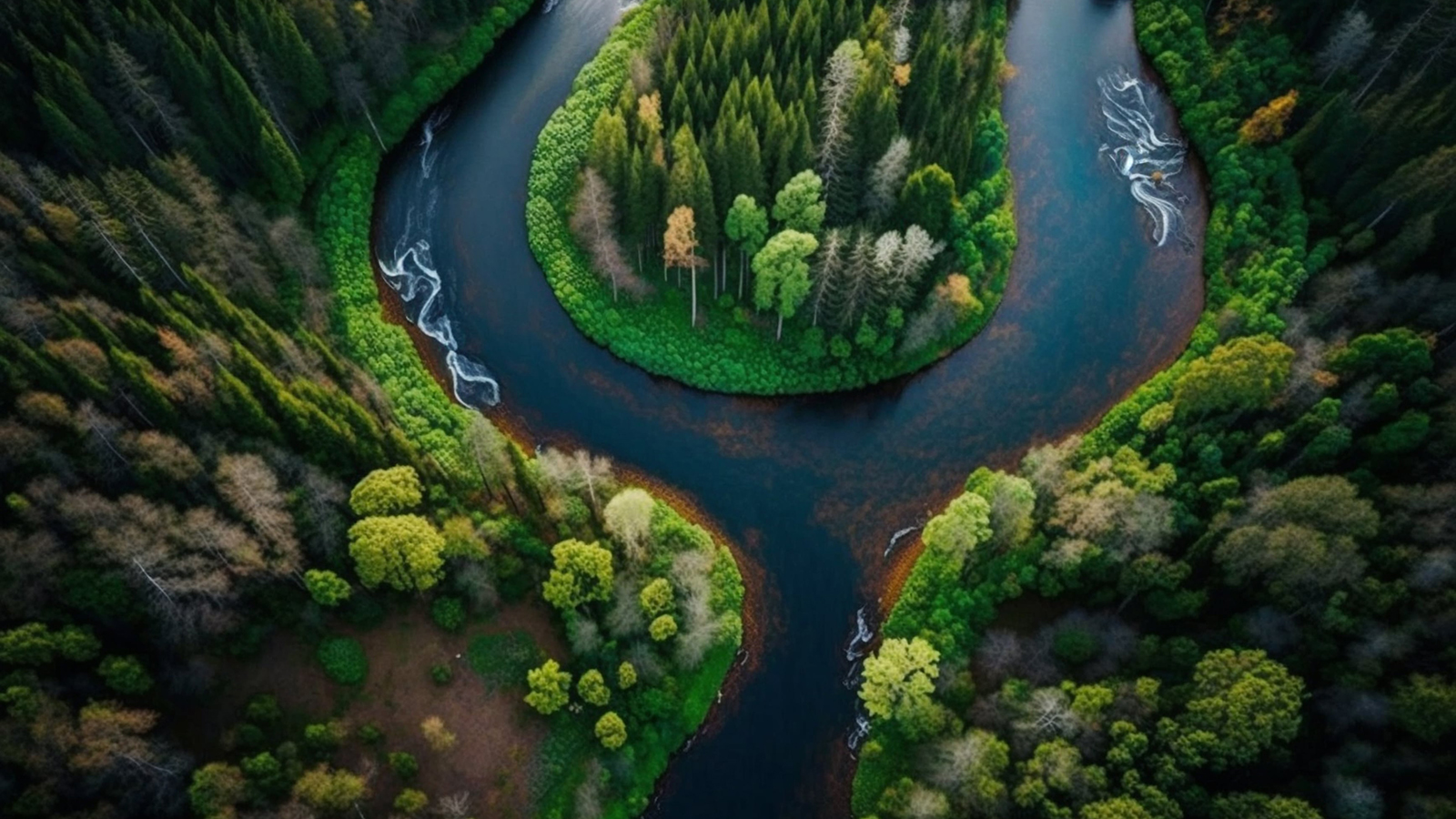 rio atravesando un bosque