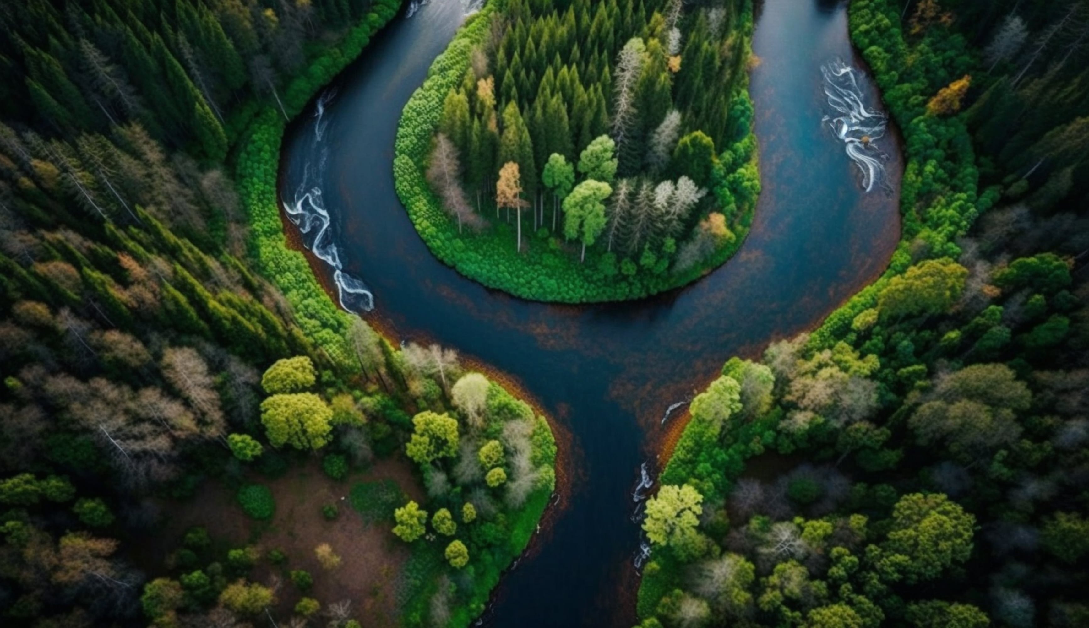 Río atravesando bosque