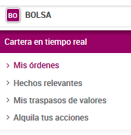 Menú de bolsa.