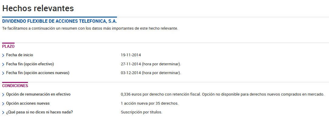Detalle de hechos relevantes.