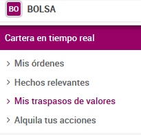Menú de Bolsa.