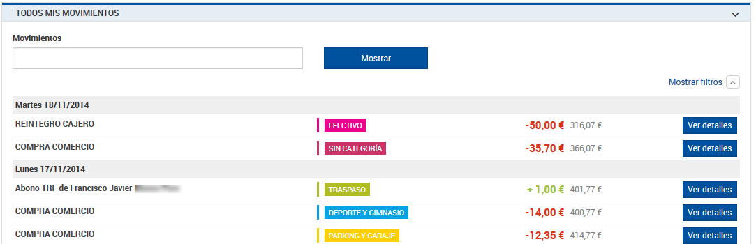 Todos mis movimientos.